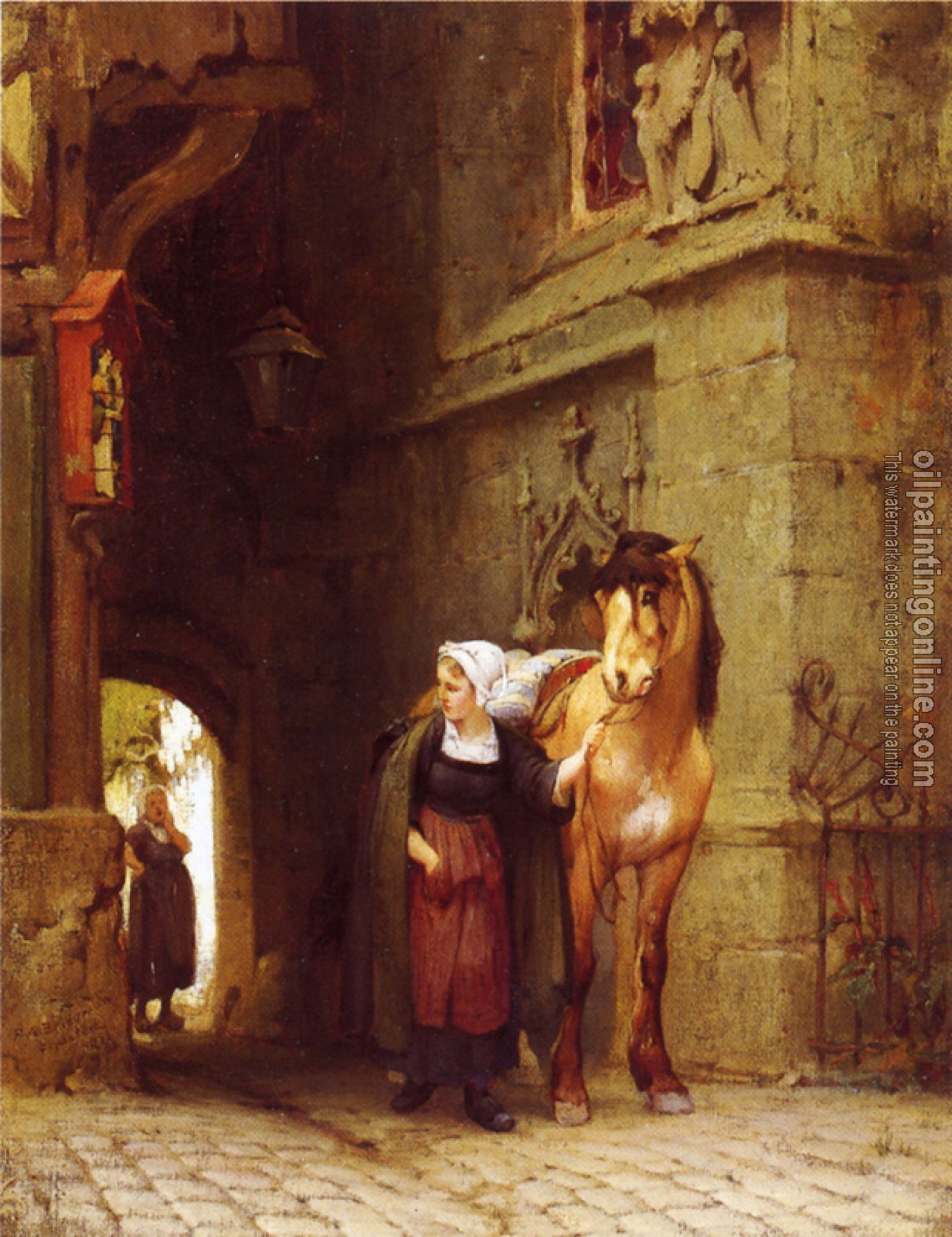 Frederick Arthur Bridgman - Leading the Horse from Stable